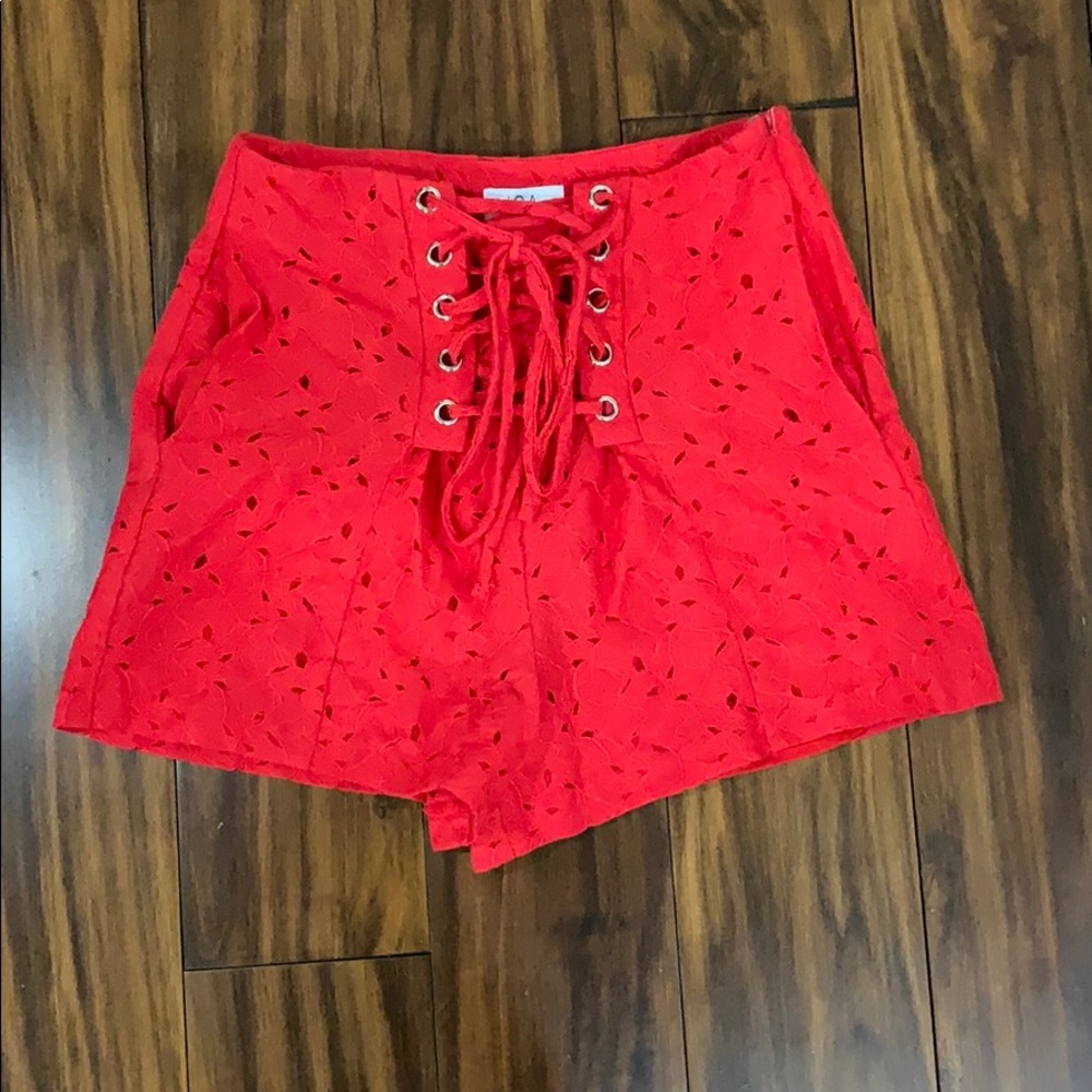 NWT J.O.A. Red lace shorts size XS